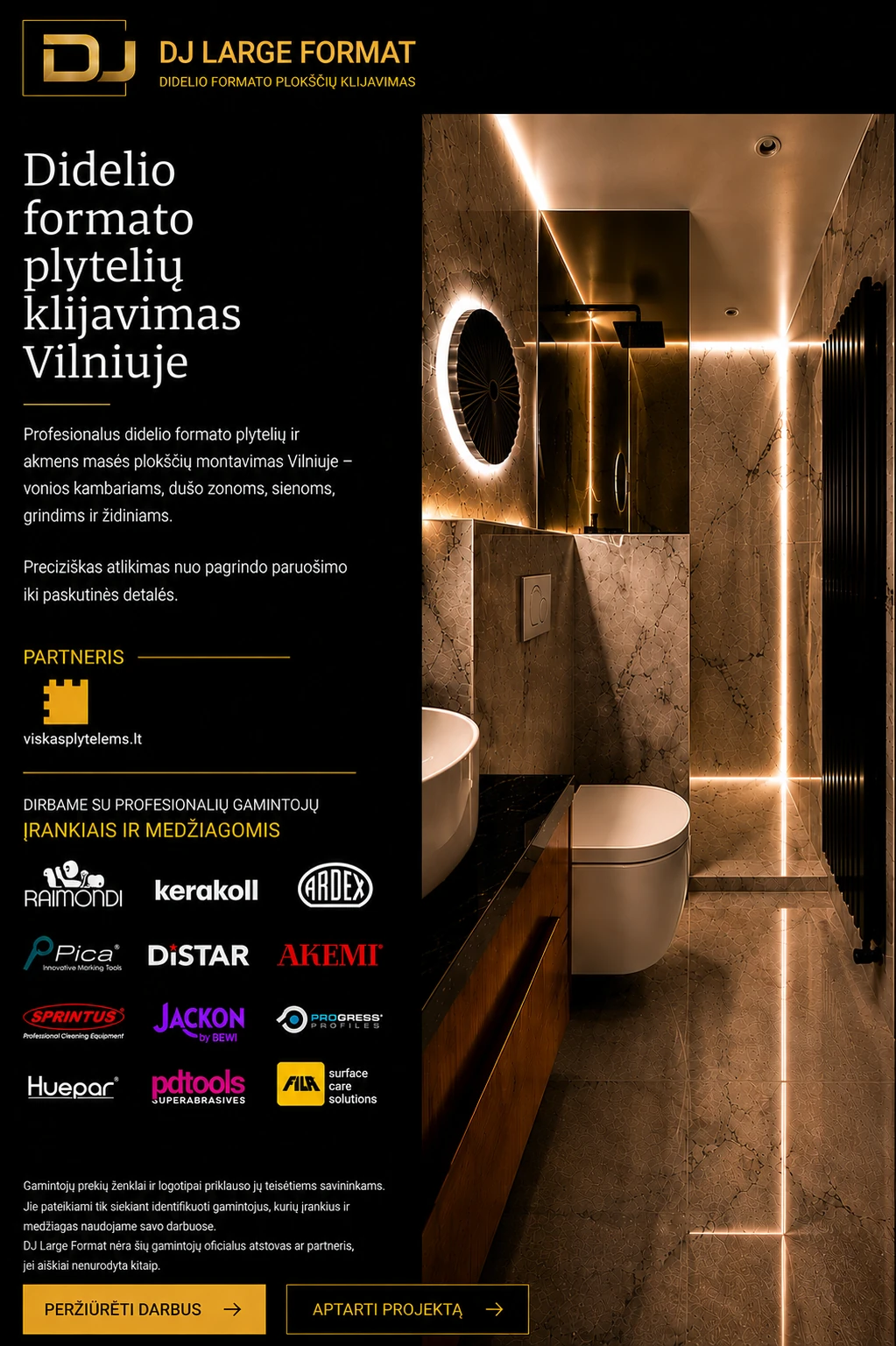 DJ Large Format – didelio formato plytelių klijavimas Vilniuje